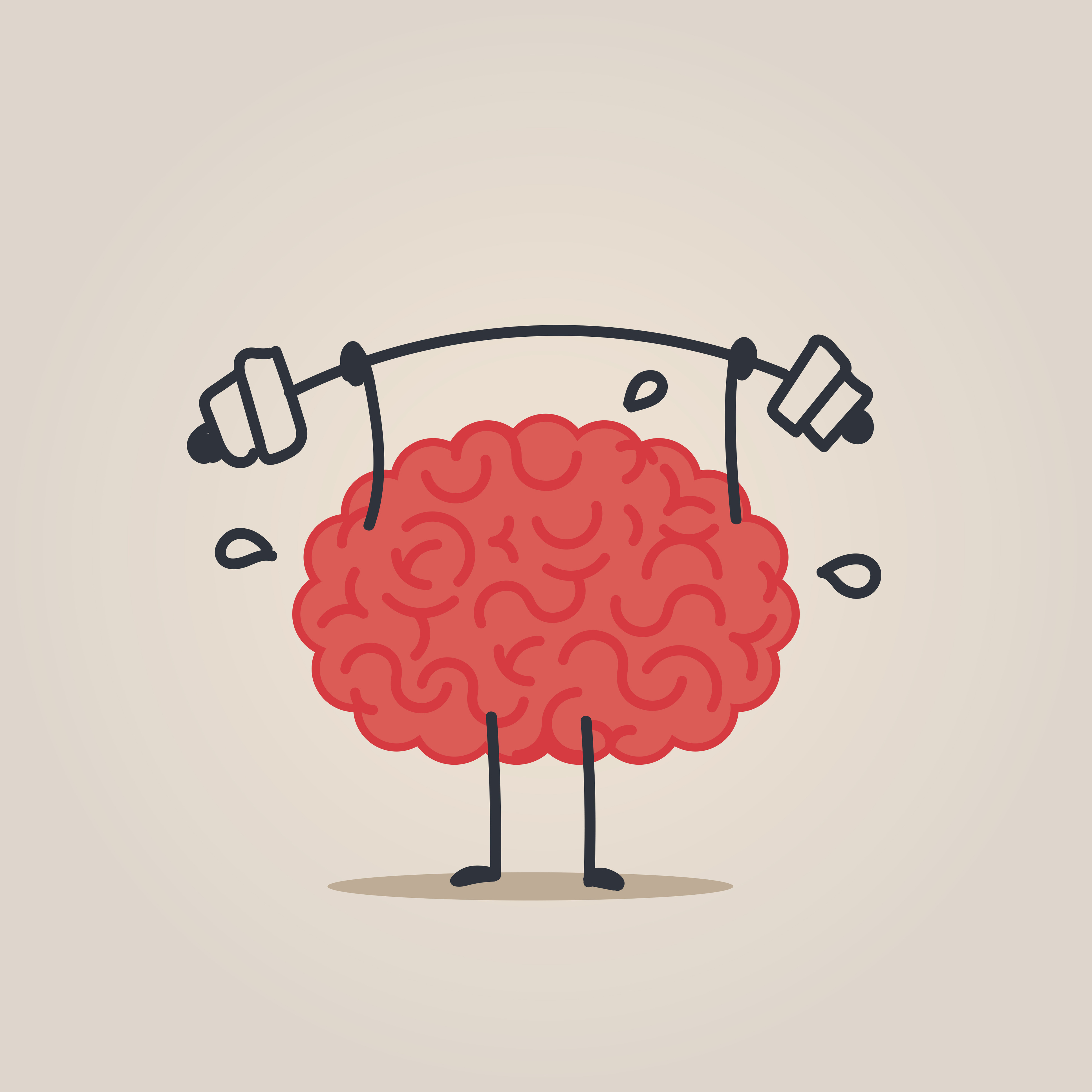 clip art image of brain lifting weights